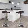 image:imageFlash Furniture Contemporary Black Vinyl Adjustable Height Barstool with Quilted Wave Seat and Chrome Base Pack of 1Brown