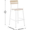 image:imageFlash Furniture Cyprus Commercial Grade Wood Bar Stool Metal Frame Solid Wood Seat and Back Floor Glides WhiteAntique WhiteAntique White