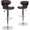 image:imageFlash Furniture Devin Contemporary Cozy MidBack White Vinyl Adjustable Height Barstool with Chrome BaseBrown