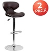 image:imageFlash Furniture Devin Contemporary Cozy MidBack White Vinyl Adjustable Height Barstool with Chrome BaseBrown