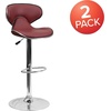 image:imageFlash Furniture Devin Contemporary Cozy MidBack White Vinyl Adjustable Height Barstool with Chrome BaseBurgundy