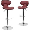 image:imageFlash Furniture Devin Contemporary Cozy MidBack White Vinyl Adjustable Height Barstool with Chrome BaseBurgundy