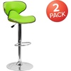 image:imageFlash Furniture Devin Contemporary Cozy MidBack White Vinyl Adjustable Height Barstool with Chrome BaseGreen