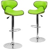 image:imageFlash Furniture Devin Contemporary Cozy MidBack White Vinyl Adjustable Height Barstool with Chrome BaseGreen