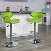 image:imageFlash Furniture Devin Contemporary Cozy MidBack White Vinyl Adjustable Height Barstool with Chrome BaseGreen