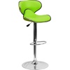 image:imageFlash Furniture Devin Contemporary Cozy MidBack White Vinyl Adjustable Height Barstool with Chrome BaseGreen
