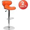 image:imageFlash Furniture Devin Contemporary Cozy MidBack White Vinyl Adjustable Height Barstool with Chrome BaseOrange