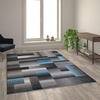 image:imageFlash Furniture Elio Collection Color Blocked Pattern Area Rug  High Pile Purple Olefin Rug  2 x 3 Area Rug  Jute Backing  Hallway Entryway BedroomBlue