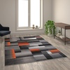 image:imageFlash Furniture Elio Collection Color Blocked Pattern Area Rug  High Pile Purple Olefin Rug  2 x 3 Area Rug  Jute Backing  Hallway Entryway BedroomOrange