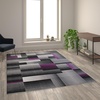 image:imageFlash Furniture Elio Collection Color Blocked Pattern Area Rug  High Pile Purple Olefin Rug  2 x 3 Area Rug  Jute Backing  Hallway Entryway BedroomPurple