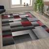 image:imageFlash Furniture Elio Collection Color Blocked Pattern Area Rug  High Pile Purple Olefin Rug  2 x 3 Area Rug  Jute Backing  Hallway Entryway BedroomRed