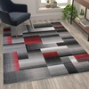 image:imageFlash Furniture Elio Collection Color Blocked Pattern Area Rug  High Pile Purple Olefin Rug  2 x 3 Area Rug  Jute Backing  Hallway Entryway BedroomRed