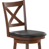 image:imageFlash Furniture Felicity Commercial Classic Crossback Barstool  Antique Oak Wood Frame  Black LeatherSoft Seat  Bar Height  360 Swivel Seat  FootrestBlack VinylAntique Oak Frame