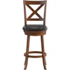 image:imageFlash Furniture Felicity Commercial Classic Crossback Barstool  Antique Oak Wood Frame  Black LeatherSoft Seat  Bar Height  360 Swivel Seat  FootrestBlack VinylAntique Oak Frame