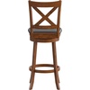 image:imageFlash Furniture Felicity Commercial Classic Crossback Barstool  Antique Oak Wood Frame  Black LeatherSoft Seat  Bar Height  360 Swivel Seat  FootrestBlack VinylAntique Oak Frame