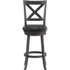 image:imageFlash Furniture Felicity Commercial Classic Crossback Barstool  Antique Oak Wood Frame  Black LeatherSoft Seat  Bar Height  360 Swivel Seat  FootrestBlack VinylGray Wash Walnut Frame