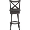 image:imageFlash Furniture Felicity Commercial Classic Crossback Barstool  Antique Oak Wood Frame  Black LeatherSoft Seat  Bar Height  360 Swivel Seat  FootrestBlack VinylGray Wash Walnut Frame
