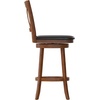 image:imageFlash Furniture Felicity Commercial Classic Crossback Barstool  Antique Oak Wood Frame  Black LeatherSoft Seat  Bar Height  360 Swivel Seat  FootrestBlack VinylAntique Oak Frame