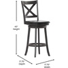 image:imageFlash Furniture Felicity Commercial Classic Crossback Barstool  Antique Oak Wood Frame  Black LeatherSoft Seat  Bar Height  360 Swivel Seat  FootrestBlack VinylGray Wash Walnut Frame