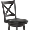 image:imageFlash Furniture Felicity Commercial Classic Crossback Barstool  Antique Oak Wood Frame  Black LeatherSoft Seat  Bar Height  360 Swivel Seat  FootrestBlack VinylGray Wash Walnut Frame