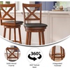 image:imageFlash Furniture Felicity Commercial Classic Crossback Barstool  Antique Oak Wood Frame  Black LeatherSoft Seat  Bar Height  360 Swivel Seat  FootrestBlack VinylAntique Oak Frame