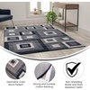 image:imageFlash Furniture Gideon Collection 8 x 8 Round Abstract Area Rug  Turquoise Grey and White Olefin Facing  Cotton Backing  Living Room or BedroomBlue