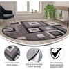 image:imageFlash Furniture Gideon Collection 8 x 8 Round Abstract Area Rug  Turquoise Grey and White Olefin Facing  Cotton Backing  Living Room or BedroomBlue