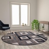 image:imageFlash Furniture Gideon Collection 8 x 8 Round Abstract Area Rug  Turquoise Grey and White Olefin Facing  Cotton Backing  Living Room or BedroomBlue