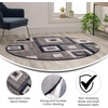 image:imageFlash Furniture Gideon Collection 8 x 8 Round Abstract Area Rug  Turquoise Grey and White Olefin Facing  Cotton Backing  Living Room or BedroomBlue