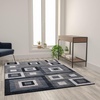 image:imageFlash Furniture Gideon Collection 8 x 8 Round Abstract Area Rug  Turquoise Grey and White Olefin Facing  Cotton Backing  Living Room or BedroomBlue