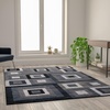 image:imageFlash Furniture Gideon Collection 8 x 8 Round Abstract Area Rug  Turquoise Grey and White Olefin Facing  Cotton Backing  Living Room or BedroomBlue