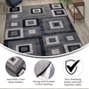 image:imageFlash Furniture Gideon Collection 8 x 8 Round Abstract Area Rug  Turquoise Grey and White Olefin Facing  Cotton Backing  Living Room or BedroomBlue