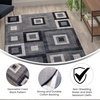 image:imageFlash Furniture Gideon Collection 8 x 8 Round Abstract Area Rug  Turquoise Grey and White Olefin Facing  Cotton Backing  Living Room or BedroomBlue