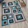 image:imageFlash Furniture Gideon Collection 8 x 8 Round Abstract Area Rug  Turquoise Grey and White Olefin Facing  Cotton Backing  Living Room or BedroomTurquoise