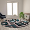image:imageFlash Furniture Gideon Collection 8 x 8 Round Abstract Area Rug  Turquoise Grey and White Olefin Facing  Cotton Backing  Living Room or BedroomTurquoise