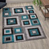 image:imageFlash Furniture Gideon Collection 8 x 8 Round Abstract Area Rug  Turquoise Grey and White Olefin Facing  Cotton Backing  Living Room or BedroomTurquoise