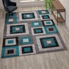 image:imageFlash Furniture Gideon Collection 8 x 8 Round Abstract Area Rug  Turquoise Grey and White Olefin Facing  Cotton Backing  Living Room or BedroomTurquoise