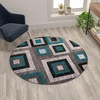 image:imageFlash Furniture Gideon Collection 8 x 8 Round Abstract Area Rug  Turquoise Grey and White Olefin Facing  Cotton Backing  Living Room or BedroomTurquoise