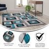 image:imageFlash Furniture Gideon Collection 8 x 8 Round Abstract Area Rug  Turquoise Grey and White Olefin Facing  Cotton Backing  Living Room or BedroomTurquoise