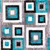 image:imageFlash Furniture Gideon Collection 8 x 8 Round Abstract Area Rug  Turquoise Grey and White Olefin Facing  Cotton Backing  Living Room or BedroomTurquoise