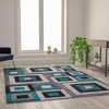 image:imageFlash Furniture Gideon Collection 8 x 8 Round Abstract Area Rug  Turquoise Grey and White Olefin Facing  Cotton Backing  Living Room or BedroomTurquoise