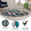 image:imageFlash Furniture Gideon Collection 8 x 8 Round Abstract Area Rug  Turquoise Grey and White Olefin Facing  Cotton Backing  Living Room or BedroomTurquoise