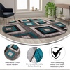 image:imageFlash Furniture Gideon Collection 8 x 8 Round Abstract Area Rug  Turquoise Grey and White Olefin Facing  Cotton Backing  Living Room or BedroomTurquoise