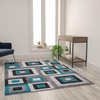 image:imageFlash Furniture Gideon Collection 8 x 8 Round Abstract Area Rug  Turquoise Grey and White Olefin Facing  Cotton Backing  Living Room or BedroomTurquoise