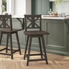 image:imageFlash Furniture Gwendolyn Commercial Modern Farmhouse Barstool  Antique White Wash Frame  Gray Wash Seat  Counter Height  360 Swivel Seat  Integrated FootrestGray Wash Walnut