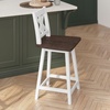 image:imageFlash Furniture Gwendolyn Commercial Modern Farmhouse Barstool  Antique White Wash Frame  Gray Wash Seat  Counter Height  360 Swivel Seat  Integrated FootrestAntique White Wash FrameGray Wash Seat