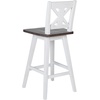 image:imageFlash Furniture Gwendolyn Commercial Modern Farmhouse Barstool  Antique White Wash Frame  Gray Wash Seat  Counter Height  360 Swivel Seat  Integrated FootrestAntique White Wash FrameGray Wash Seat