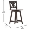 image:imageFlash Furniture Gwendolyn Commercial Modern Farmhouse Barstool  Antique White Wash Frame  Gray Wash Seat  Counter Height  360 Swivel Seat  Integrated FootrestGray Wash Walnut