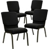 image:imageFlash Furniture HERCULES Series 185W Stacking Church Chair in Navy Blue Fabric  Gold Vein FrameBlack Dot Patterned FabricGold Vein Frame