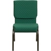 image:imageFlash Furniture HERCULES Series 185W Stacking Church Chair in Navy Blue Fabric  Gold Vein FrameGreen Patterned FabricGold Vein Frame
